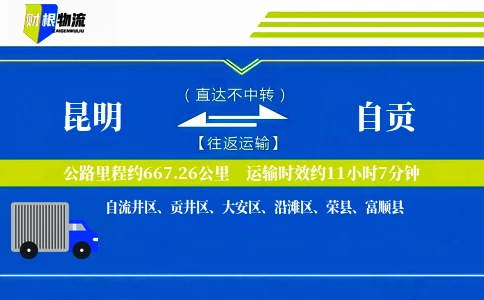 昆明到自贡物流公司