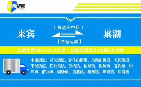 来宾到巢湖物流公司