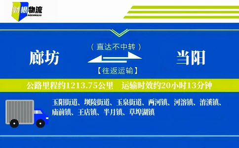廊坊到当阳物流公司