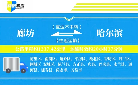 廊坊到哈尔滨物流公司