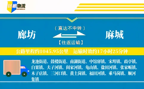 廊坊到麻城物流公司