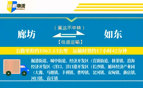 廊坊到如东物流公司