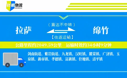 拉萨到绵竹物流公司