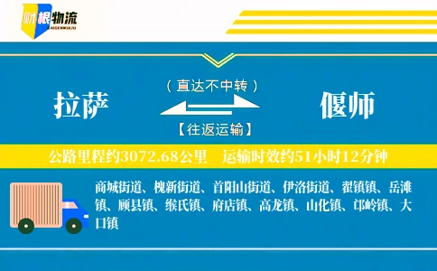 拉萨到偃师物流公司