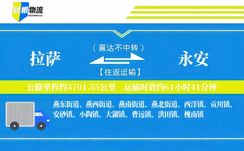 拉萨到永安物流公司