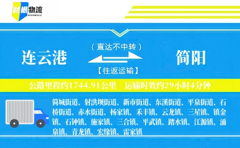 连云港到简阳物流公司
