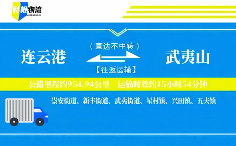 连云港到武夷山物流公司