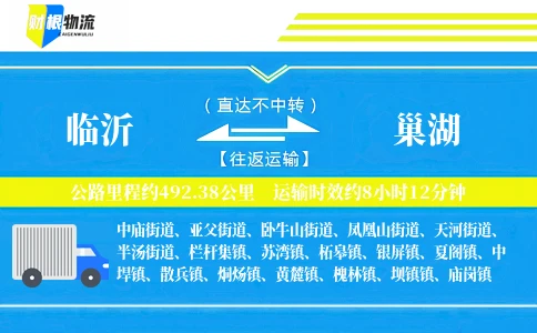 临沂到巢湖物流公司