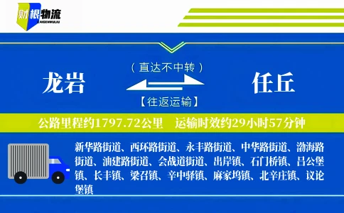 龙岩到任丘物流公司