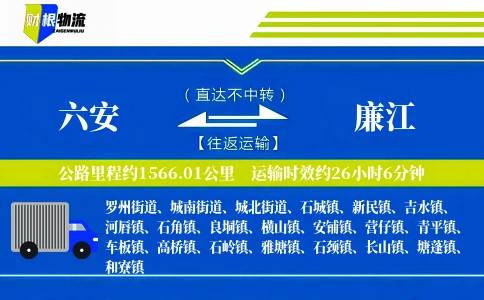 六安到廉江物流公司