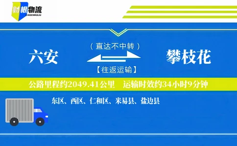 六安到攀枝花物流公司