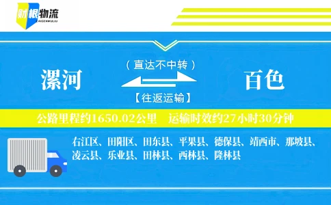 漯河到百色物流公司