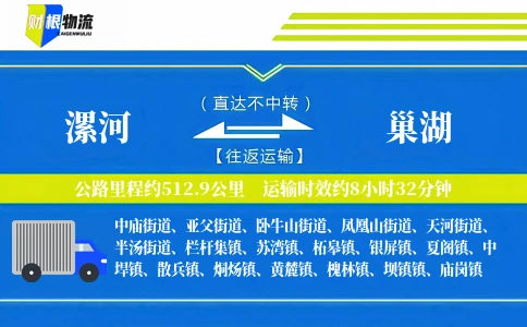 漯河到巢湖物流公司