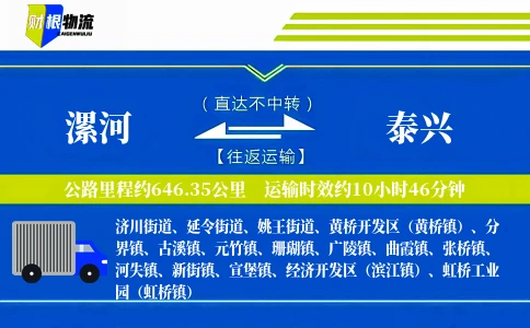 漯河到泰兴物流公司