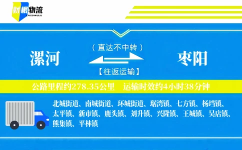 漯河到枣阳物流公司