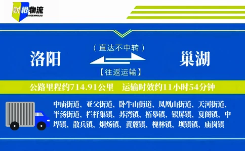 洛阳到巢湖物流公司
