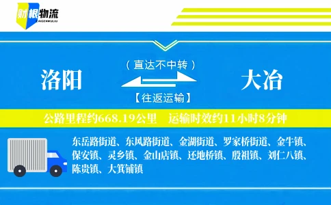 洛阳到大冶物流公司