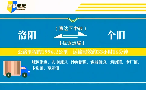 洛阳到个旧物流公司