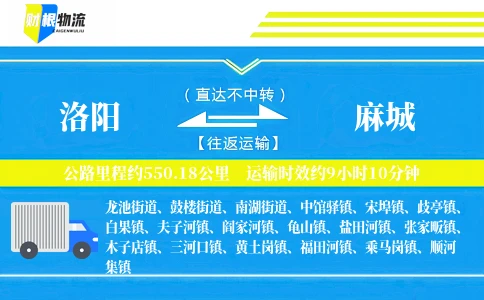 洛阳到麻城物流公司