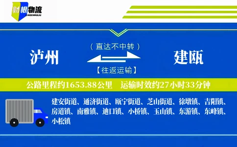 泸州到建瓯物流公司
