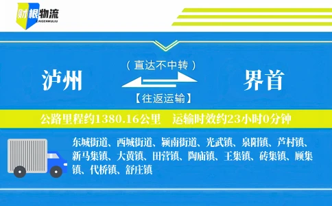 泸州到界首物流公司