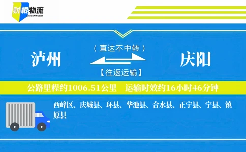 泸州到庆阳物流公司