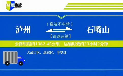 泸州到石嘴山物流公司