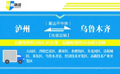 泸州到乌鲁木齐物流公司