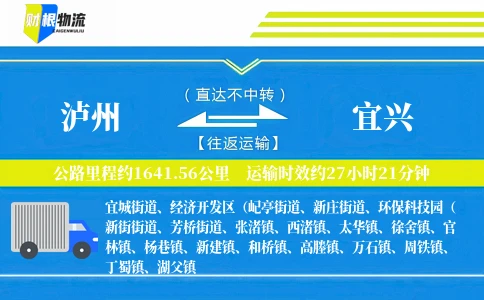 泸州到宜兴物流公司