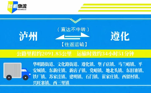 泸州到遵化物流公司