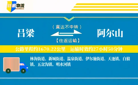吕梁到阿尔山物流公司