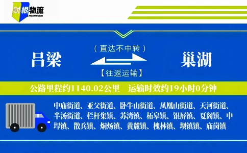 吕梁到巢湖物流公司
