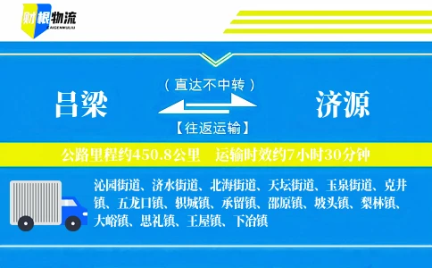 吕梁到济源物流公司