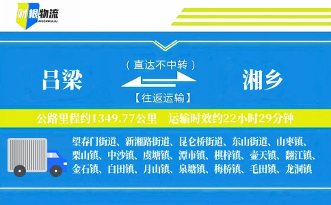 吕梁到湘乡物流公司