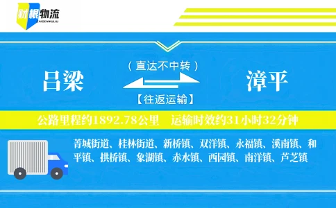 吕梁到漳平物流公司