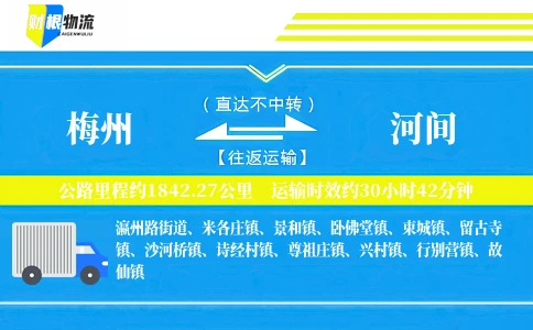 梅州到河间物流公司