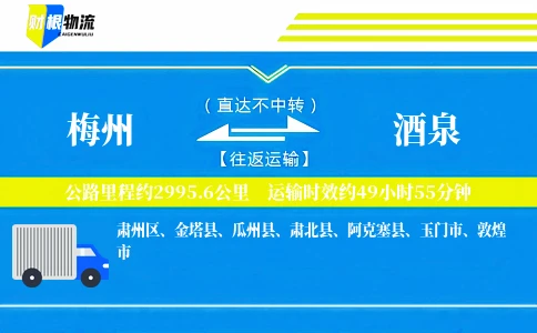 梅州到酒泉物流公司