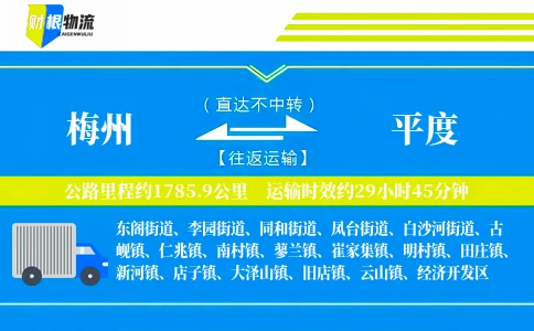 梅州到平度物流公司