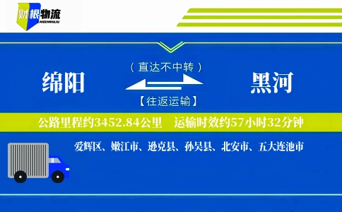 绵阳到黑河物流公司