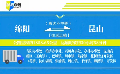 绵阳到昆山物流公司