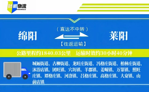 绵阳到莱阳物流公司