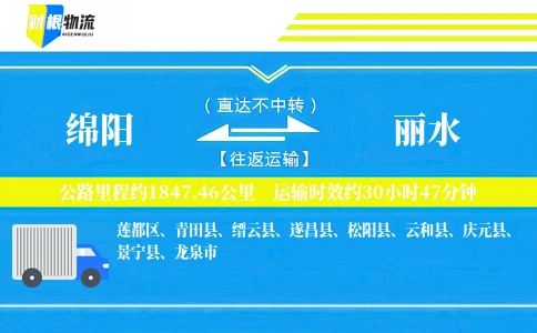 绵阳到丽水物流公司