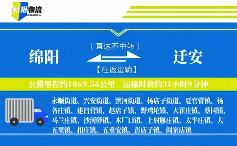 绵阳到迁安物流公司