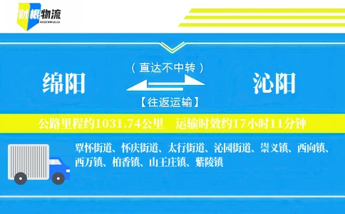 绵阳到沁阳物流公司