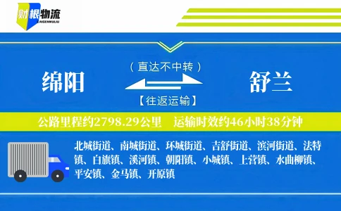 绵阳到舒兰物流公司