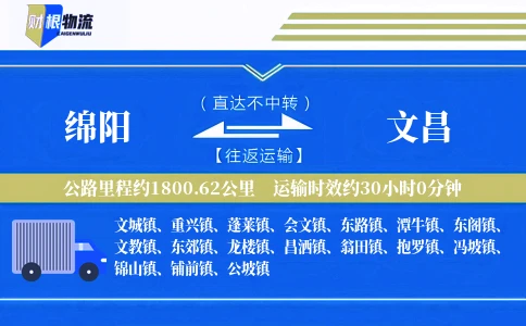 绵阳到文昌物流公司