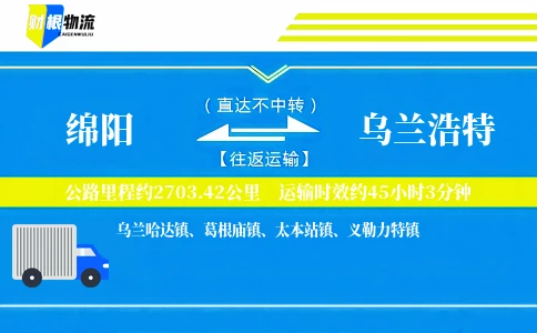 绵阳到乌兰浩特物流公司