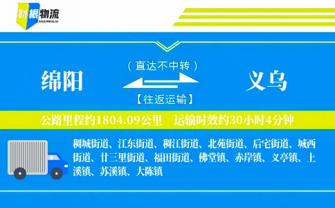 绵阳到义乌物流公司