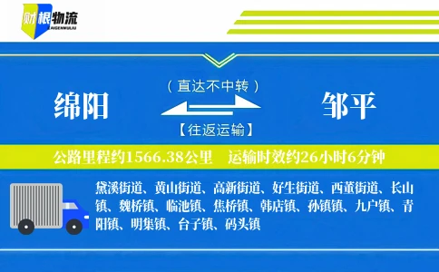 绵阳到邹平物流公司