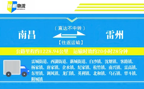 南昌到雷州物流公司